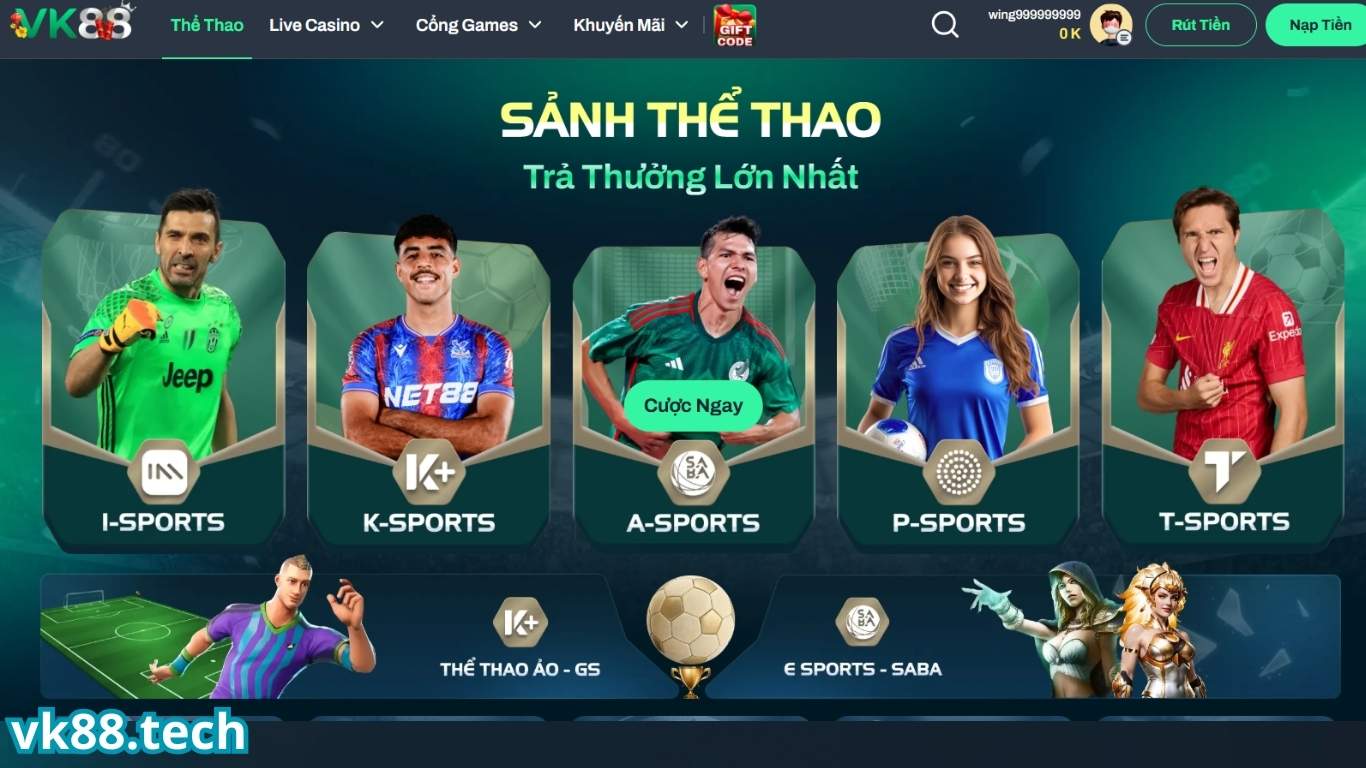 Giới thiệu sảnh thể thao VK88