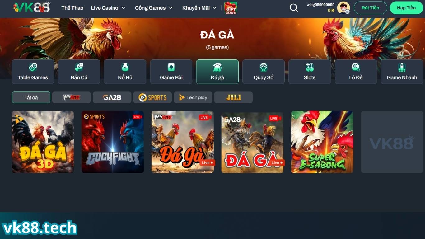 Giới thiệu sảnh đá gà VK88